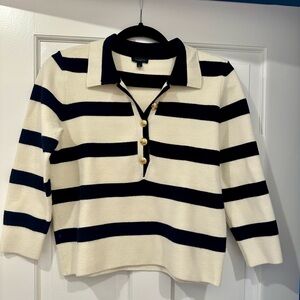 Talbots size small navy and cream striped sweater